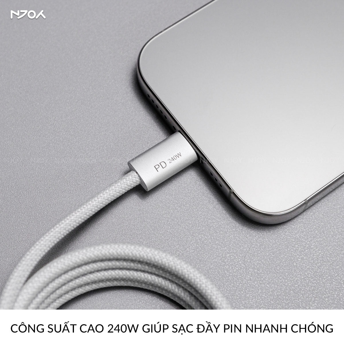 Cáp sạc nhanh đa năng 3 trong 1 240W type c dây nylon — ảnh 2