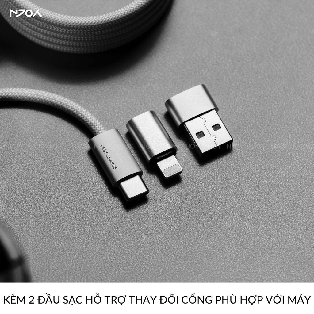 Cáp sạc nhanh đa năng 3 trong 1 240W type c dây nylon — ảnh 6