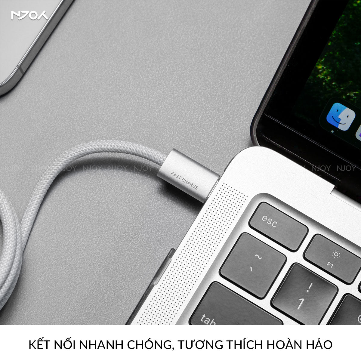 Cáp sạc nhanh đa năng 3 trong 1 240W type c dây nylon — ảnh 4