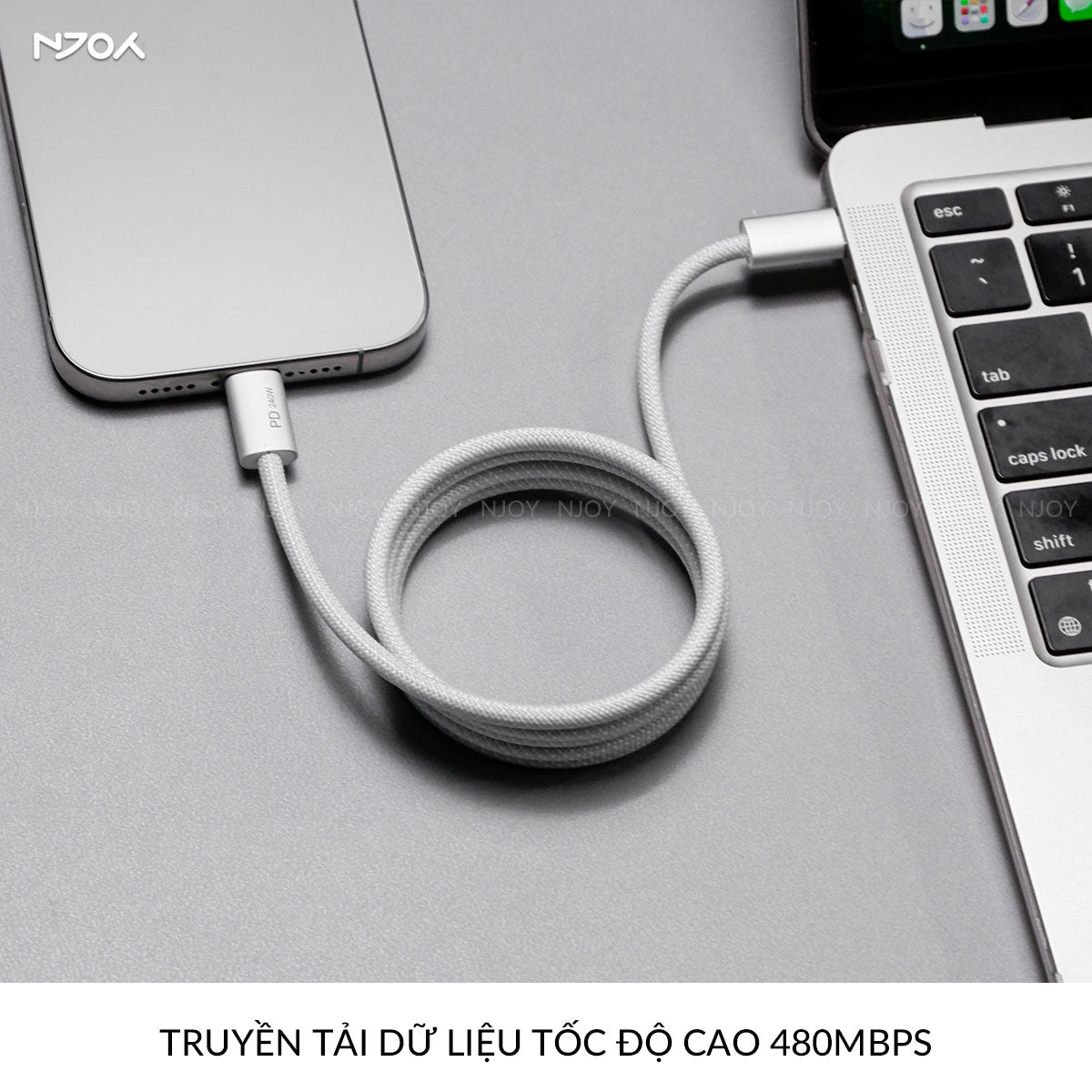 Cáp sạc nhanh đa năng 3 trong 1 240W type c dây nylon — ảnh 8