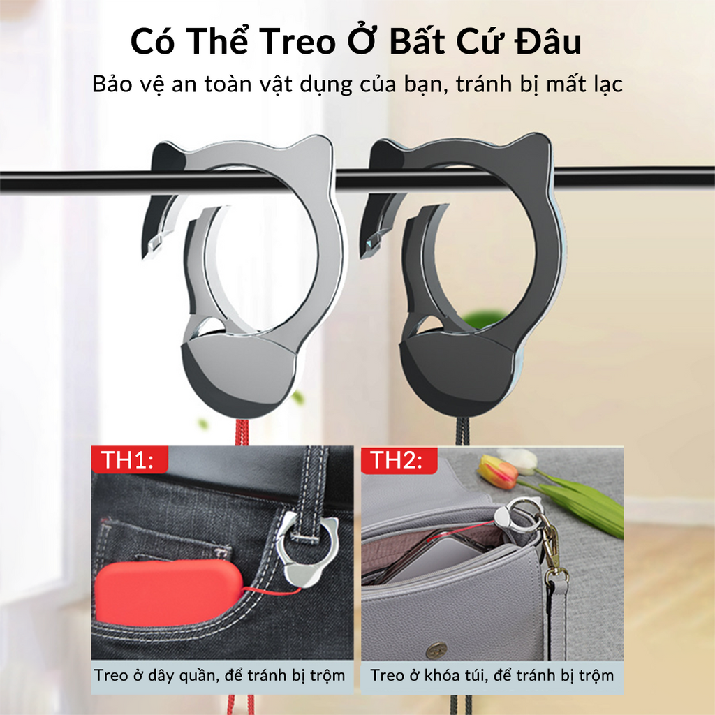 Móc khóa khóa mèo đen tiện dụng chống thất lạc cho chìa khóa điện — ảnh 5