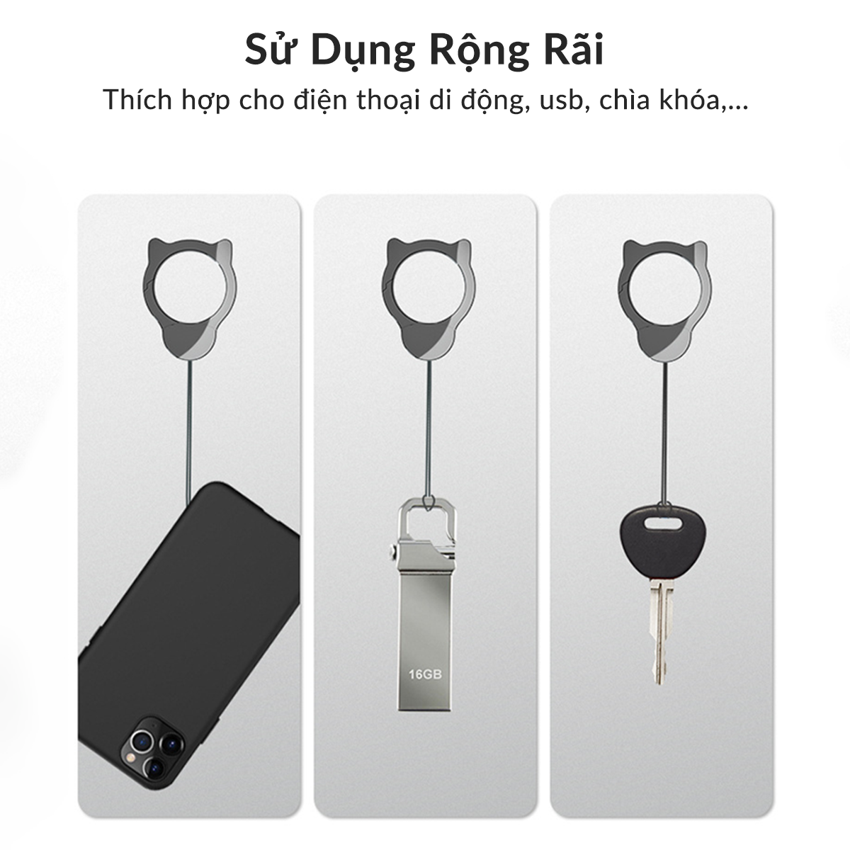 Móc khóa khóa mèo đen tiện dụng chống thất lạc cho chìa khóa điện — ảnh 9
