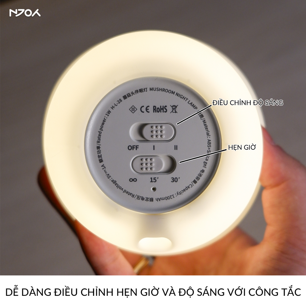 Đèn ngủ decor cảm ứng squishy siêu mềm điều chỉnh sáng hẹn giờ trang — ảnh 5