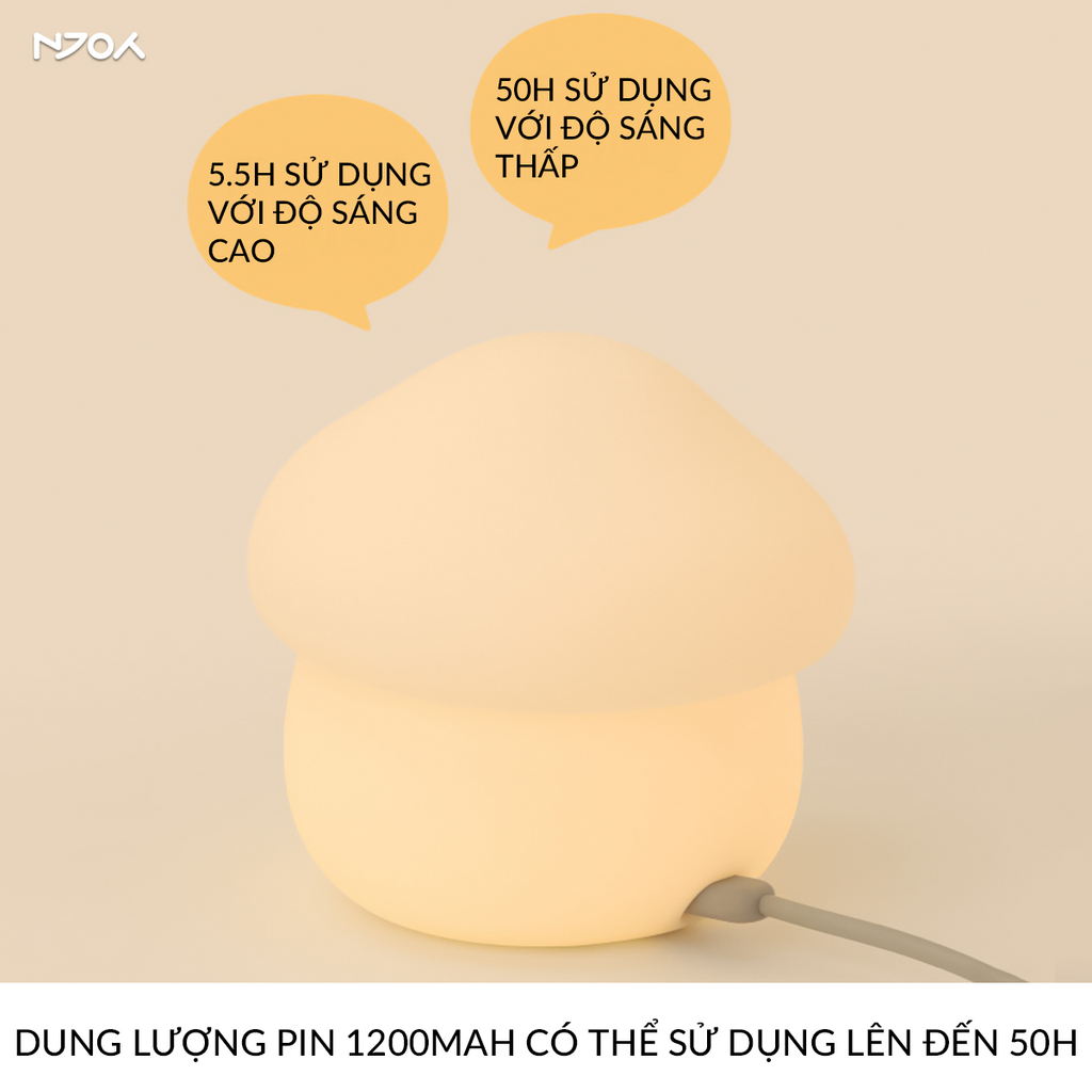 Đèn ngủ decor cảm ứng squishy siêu mềm điều chỉnh sáng hẹn giờ trang — ảnh 6