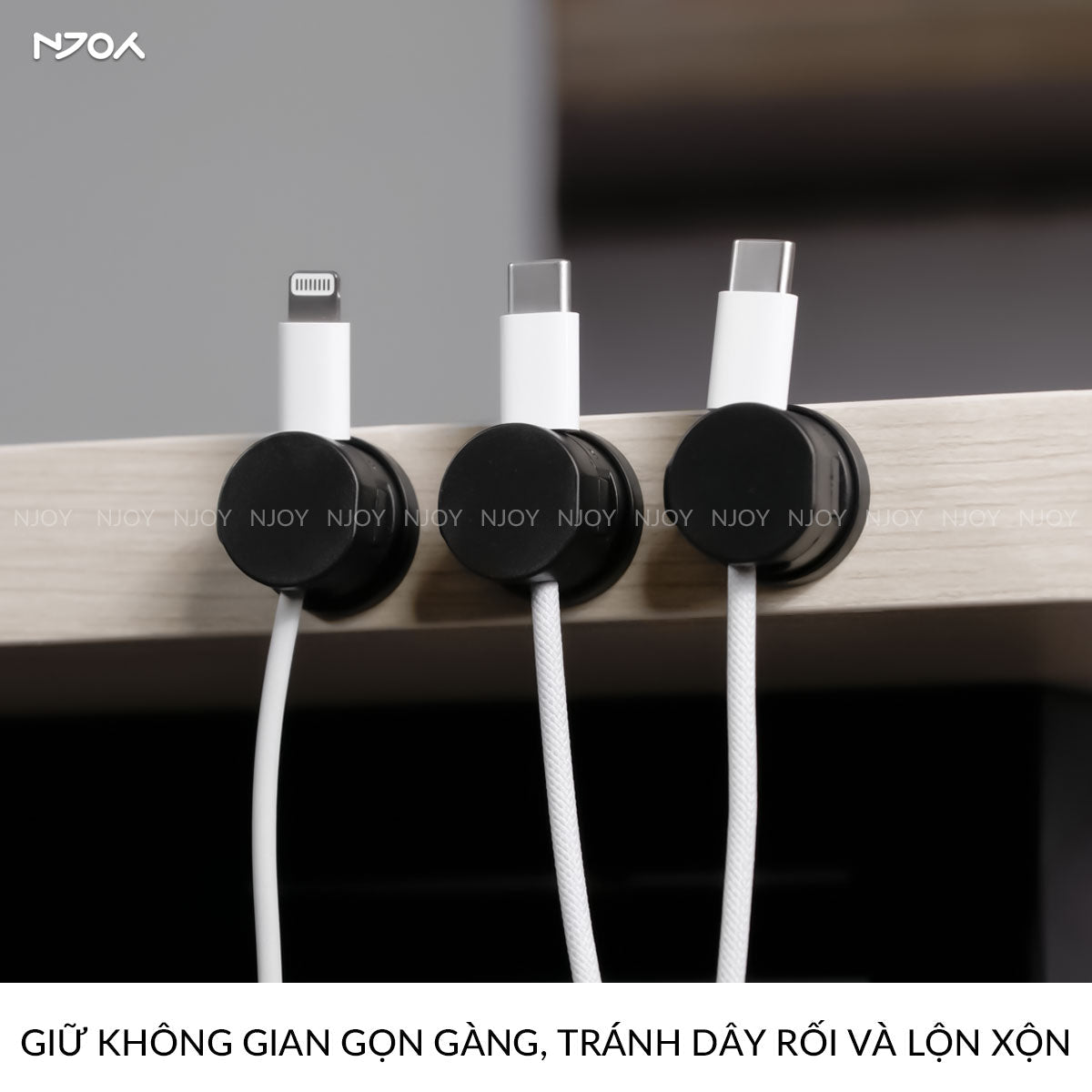Kẹp nam châm chống rối dây cáp sạc tai nghe keo dán hai mặt tiện lợi — ảnh 2