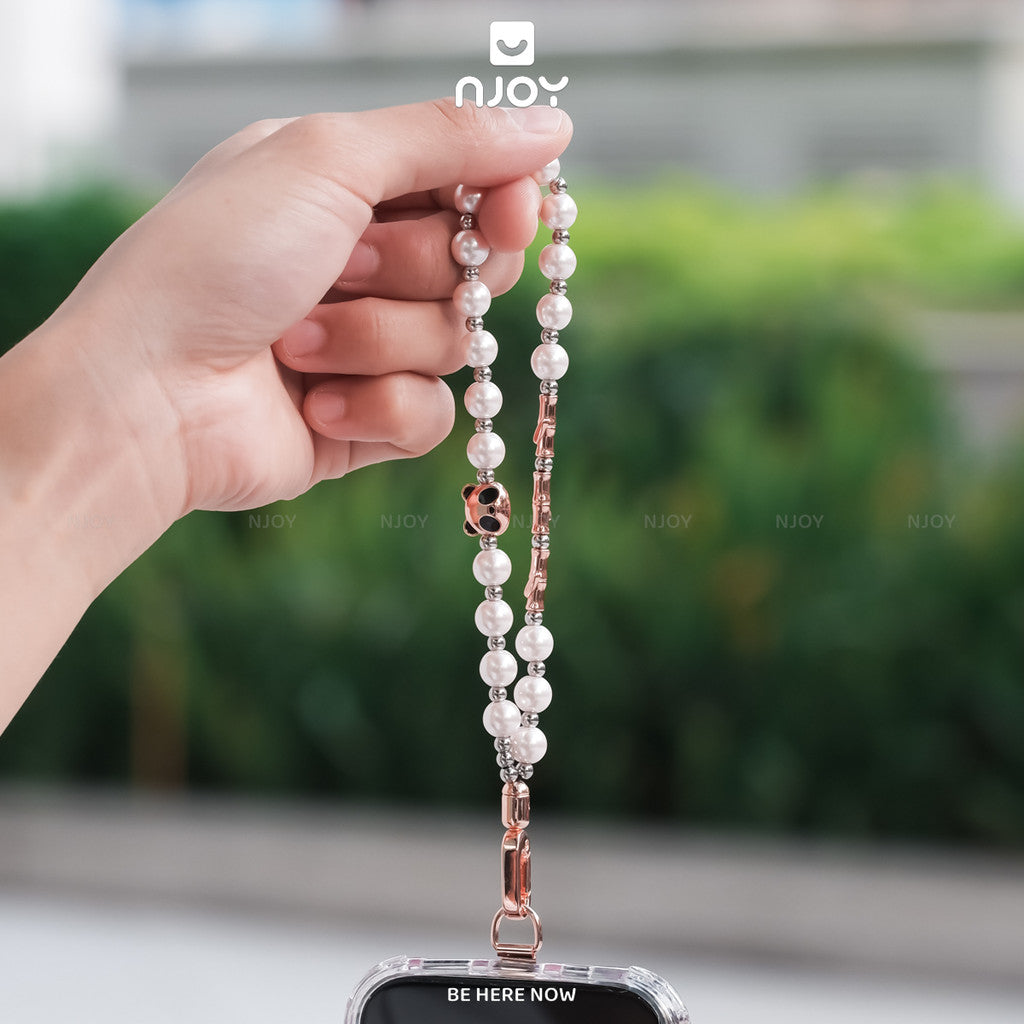Dây đeo tay điện thoại hạt ngọc chai hình panda mèo cá dễ thương — ảnh 6