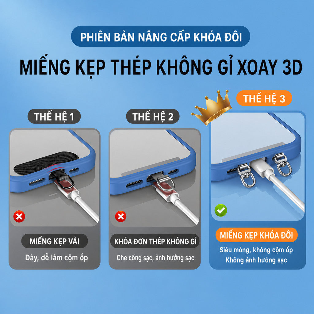 Tag hợp kim xoay 360 độ móc treo đôi siêu mỏng hỗ trợ gắn cho dây đeo — ảnh 3
