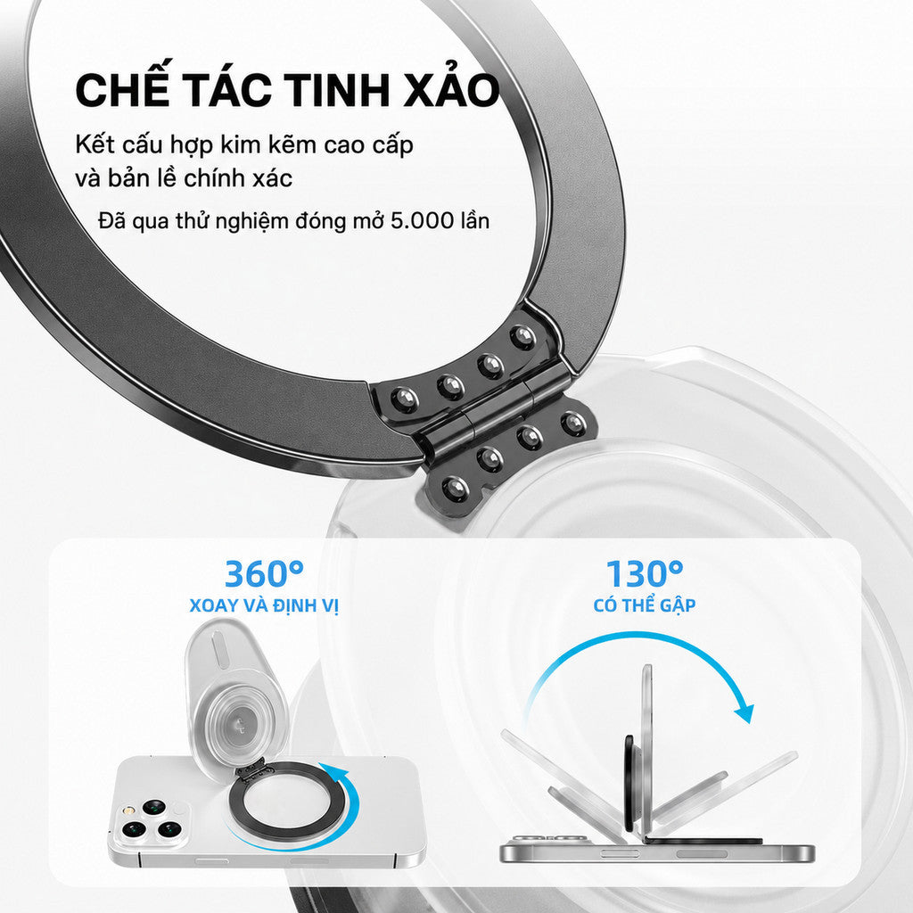 Giá đỡ điện thoại iRing xoay 360 độ hít MagSafe chống vân tay — ảnh 2