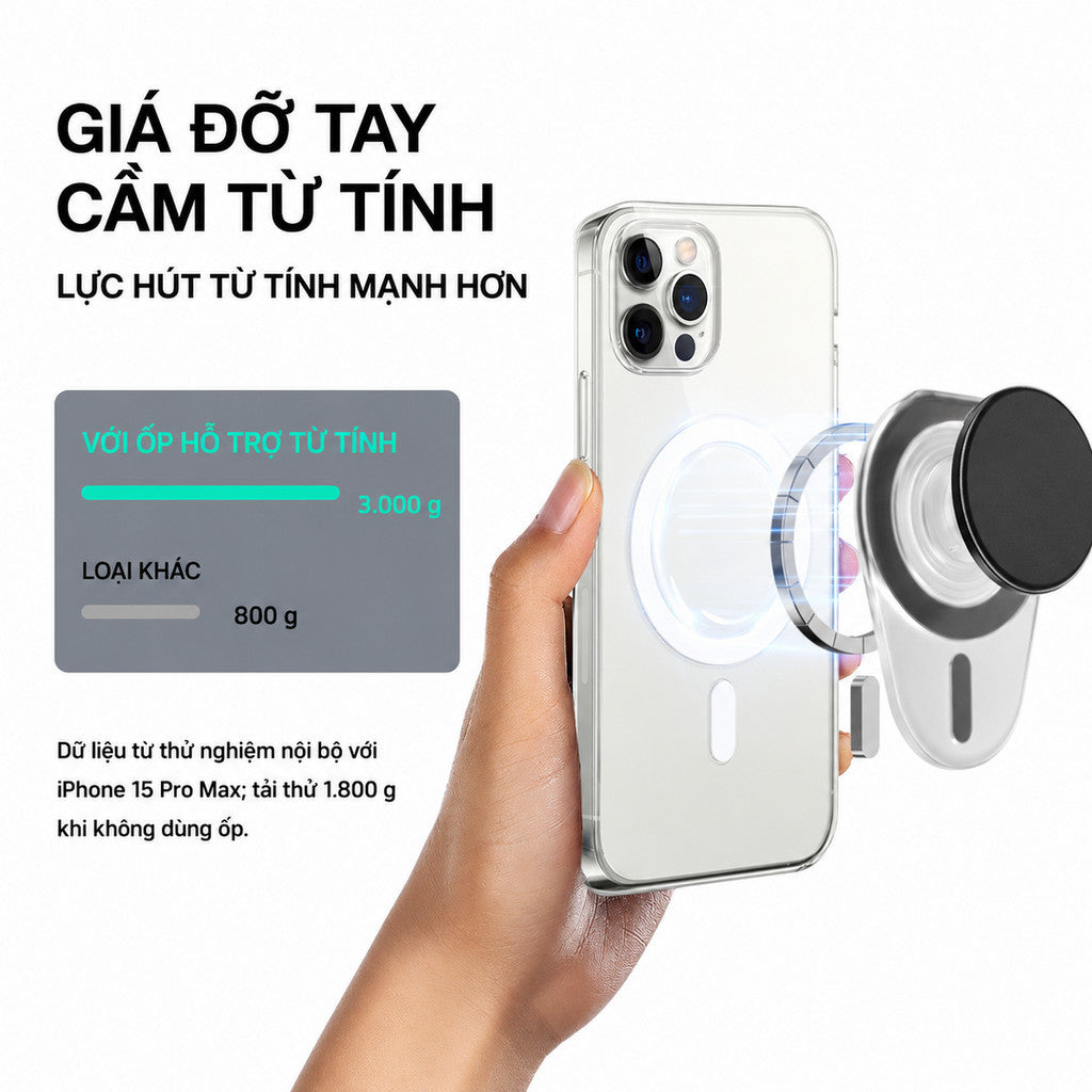 Giá đỡ điện thoại iRing xoay 360 độ hít MagSafe chống vân tay — ảnh 4