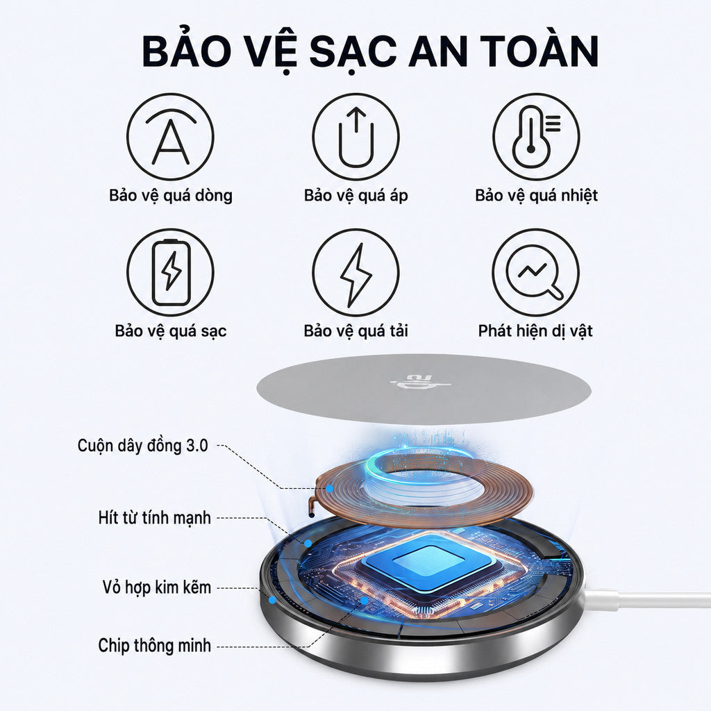 Đế sạc không dây chuẩn Qi2 sạc nhanh 15W — ảnh 4