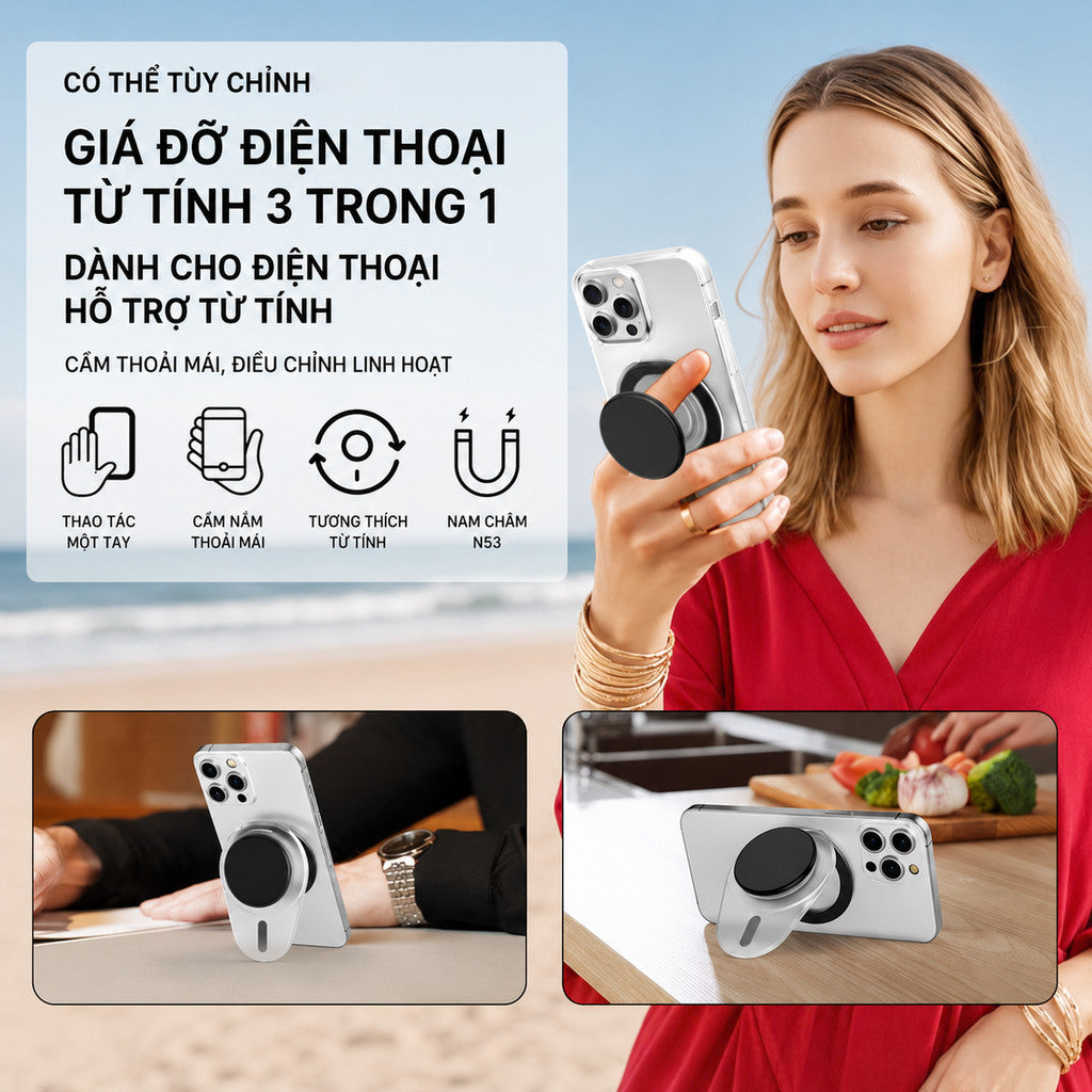 Giá đỡ điện thoại iRing xoay 360 độ hít MagSafe chống vân tay — ảnh 3