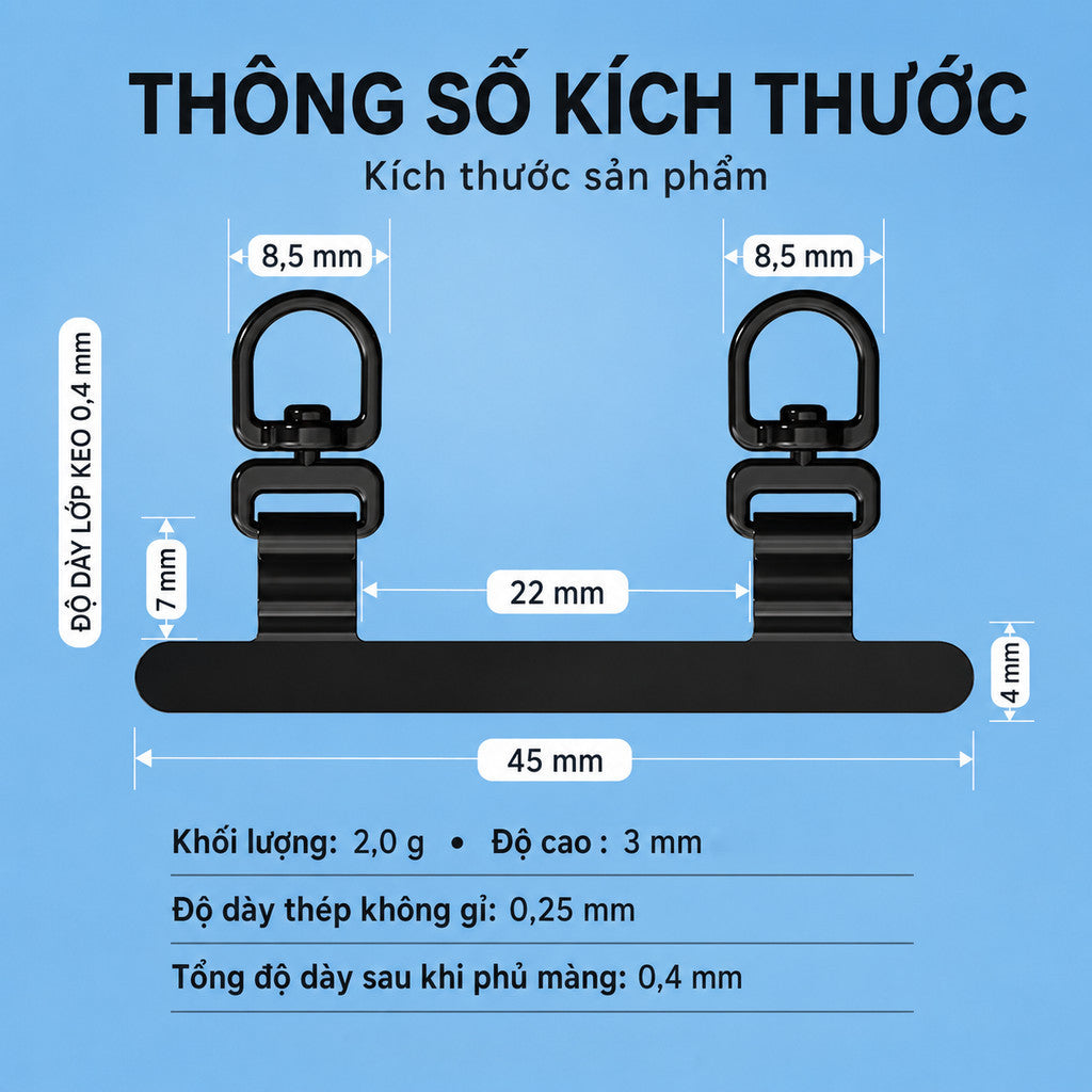 Tag hợp kim xoay 360 độ móc treo đôi siêu mỏng hỗ trợ gắn cho dây đeo — ảnh 7