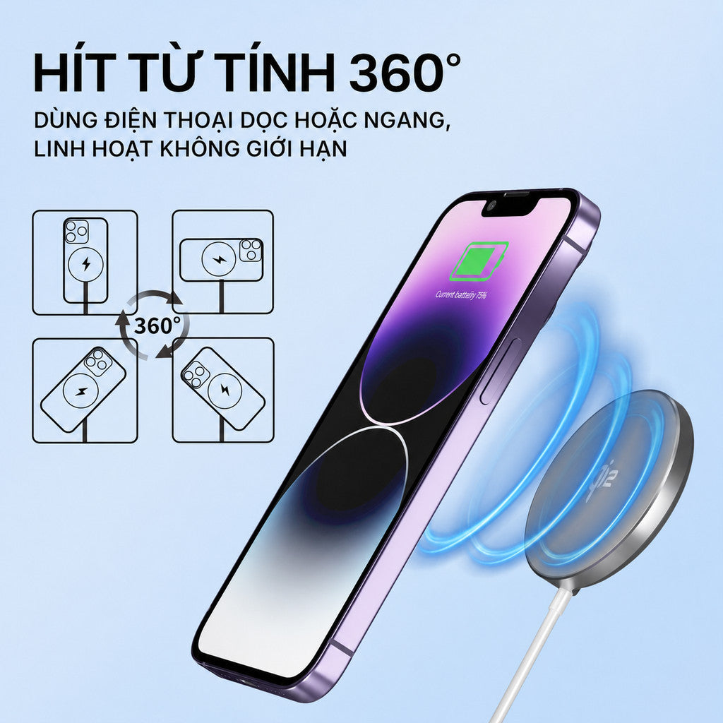 Đế sạc không dây chuẩn Qi2 sạc nhanh 15W — ảnh 6