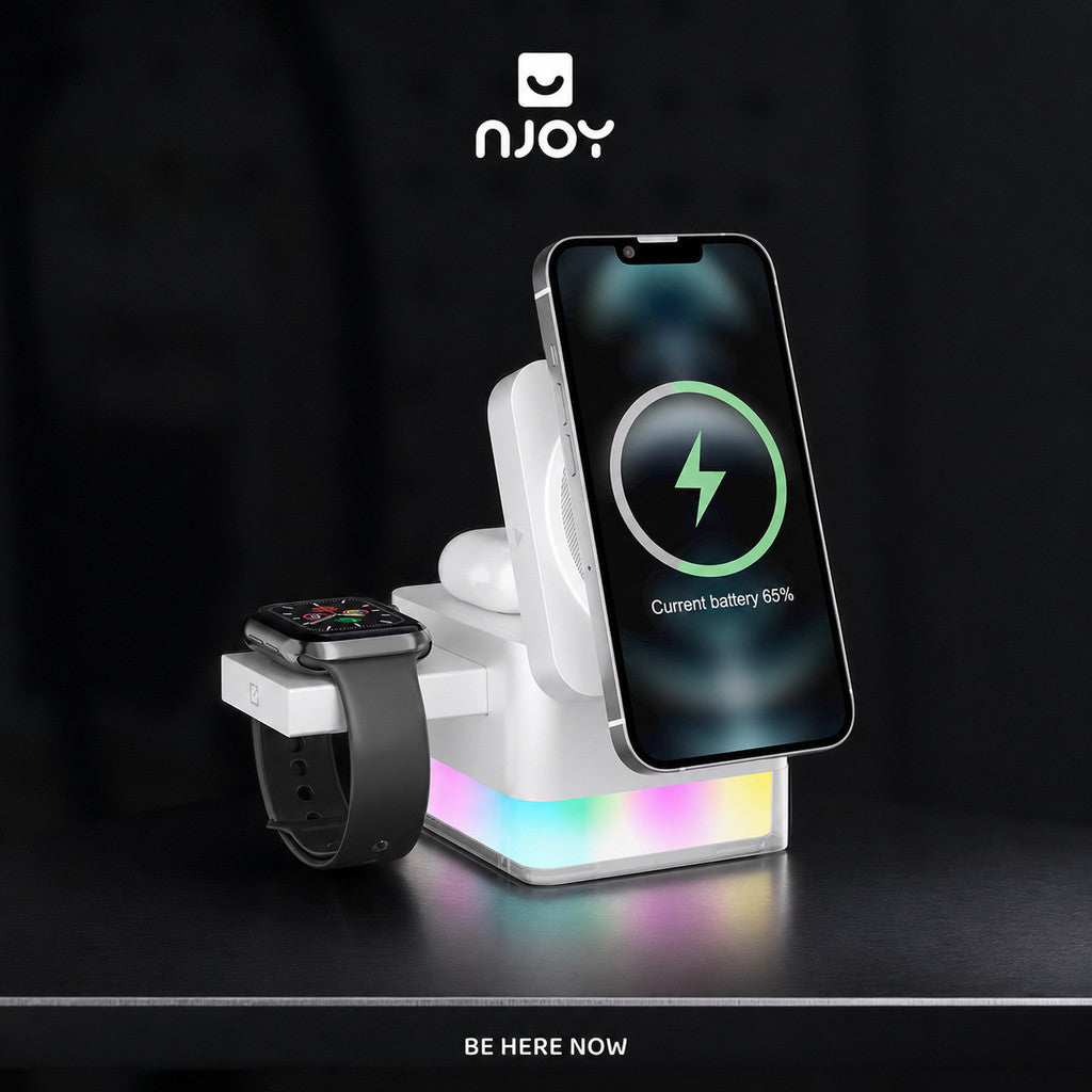 Đế sạc MagSafe 3 trong 1 15W có LED RGB iPhone đồng hồ — ảnh 10