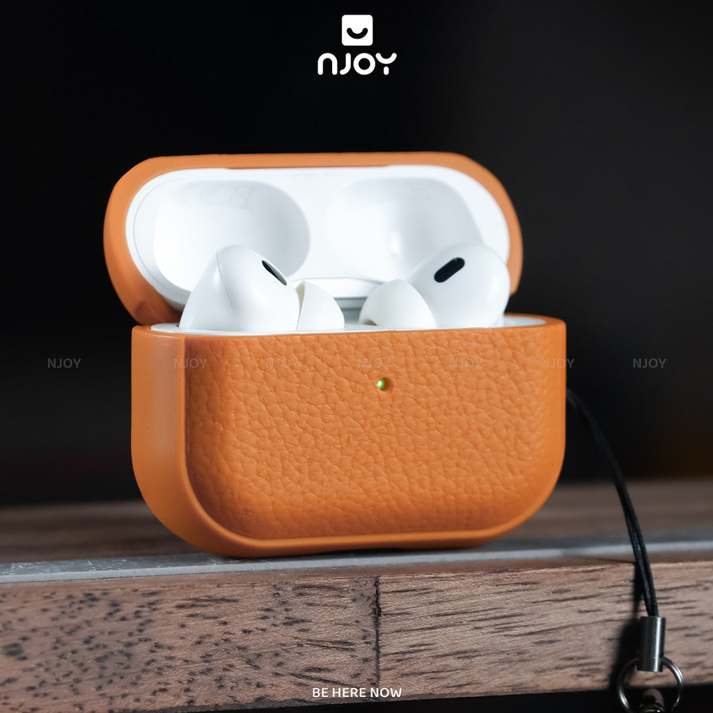 Ốp da vân nổi cao cấp chống vân tay kèm móc — AirPods 4 — ảnh 2