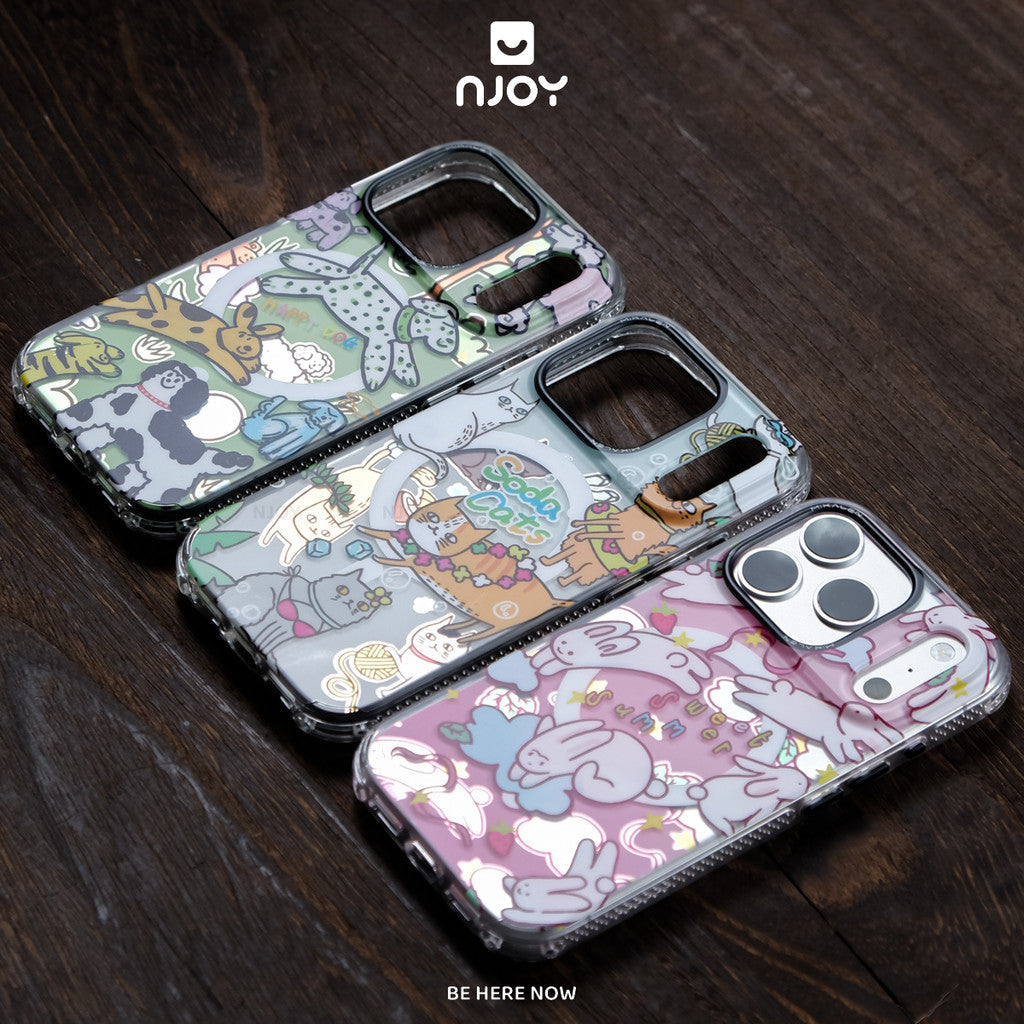 Ốp in hình chó mèo thỏ dễ thương phản quang chống sốc — iPhone 14 Pro