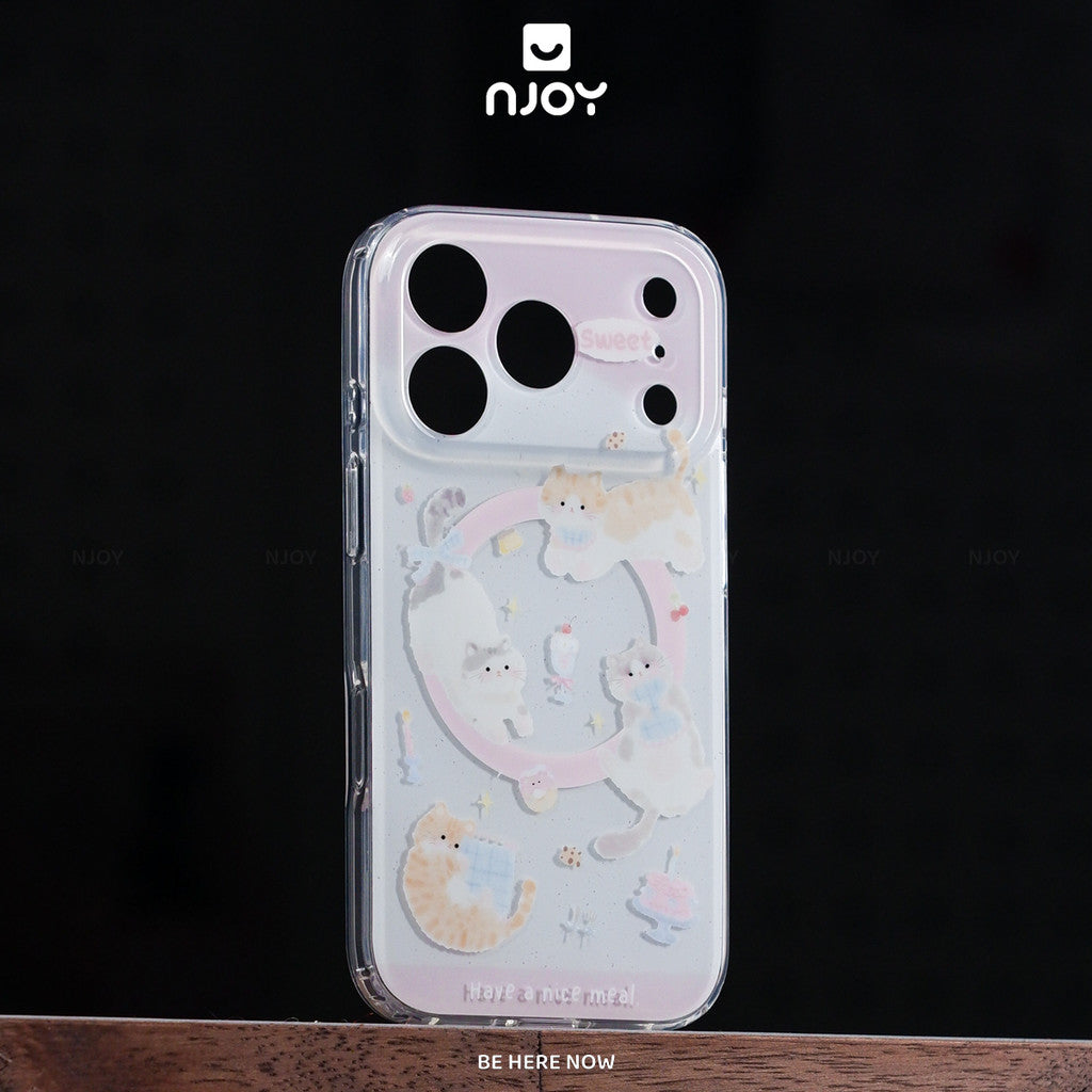 Ốp lưng in hình mèo meowday dễ thương màu hồng — iPhone 14 Pro